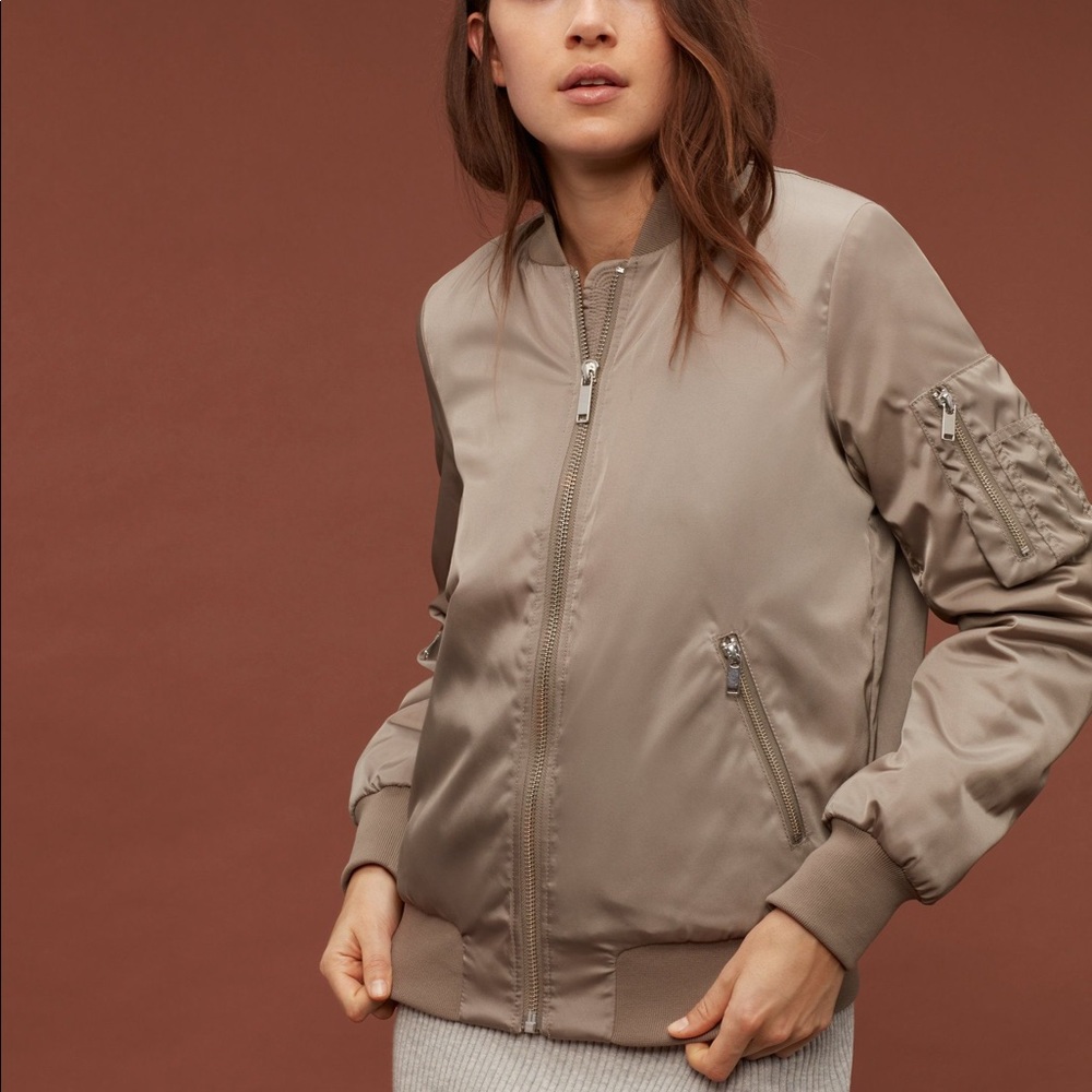 Worn once! Aritzia Gilman Green Bomber Jacket